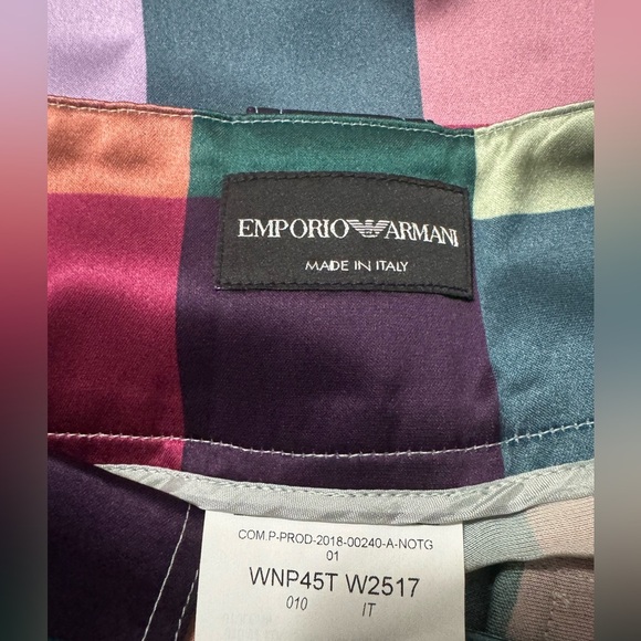 Emporio Armani Multicolour Checked High-Waisted Wide Leg Trousers Size 4 - Picture 7 of 14